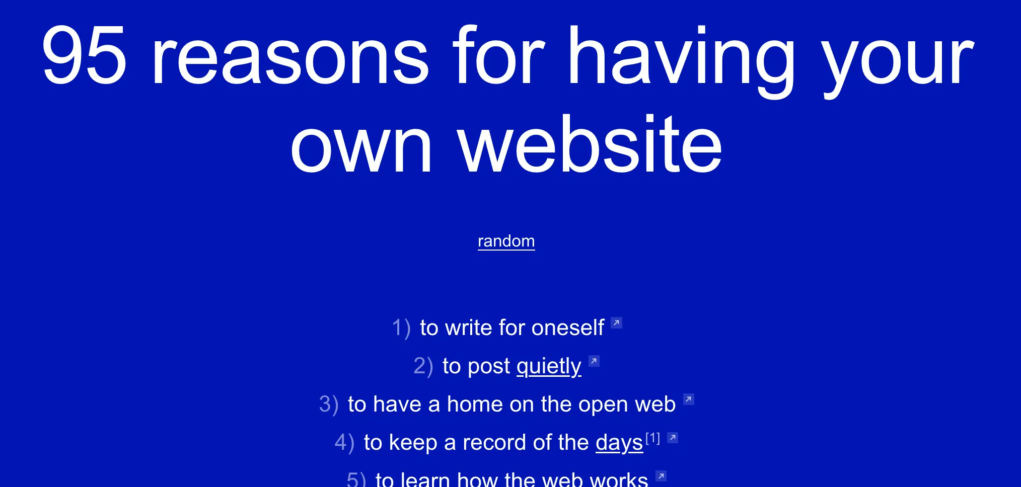 95 reasons for having your own website 페이지 상단